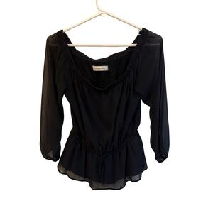 Abercrombie & Fitch Black Peplum 3/4 Sleeve Blouse